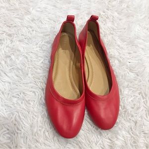 J Crew Lizzie Leather Ballet Flats Red 9.5